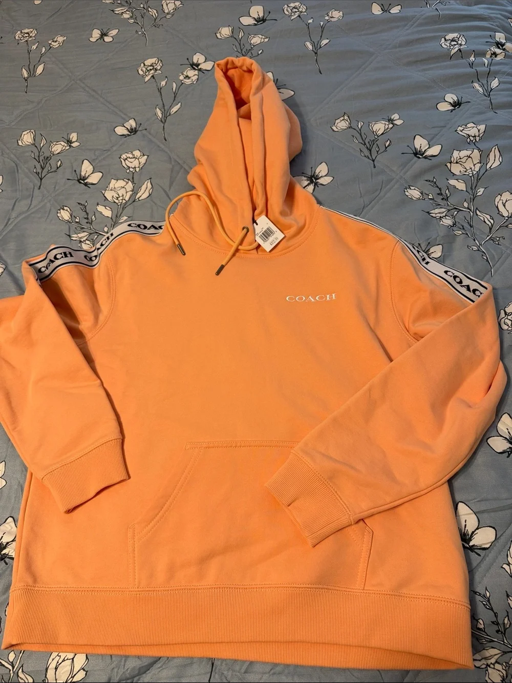 Coach Peach Hoodie with Branded Shoulder Tape